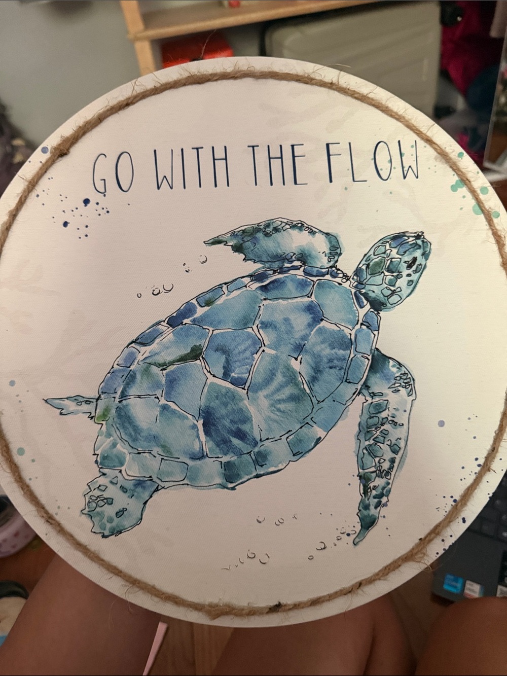 Go With The Flow Blue Sea Turtle Wall Art